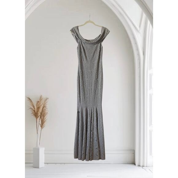 Windsor Sexy Formal Mermaid Lace Dress Gray Small - Picture 1 of 10